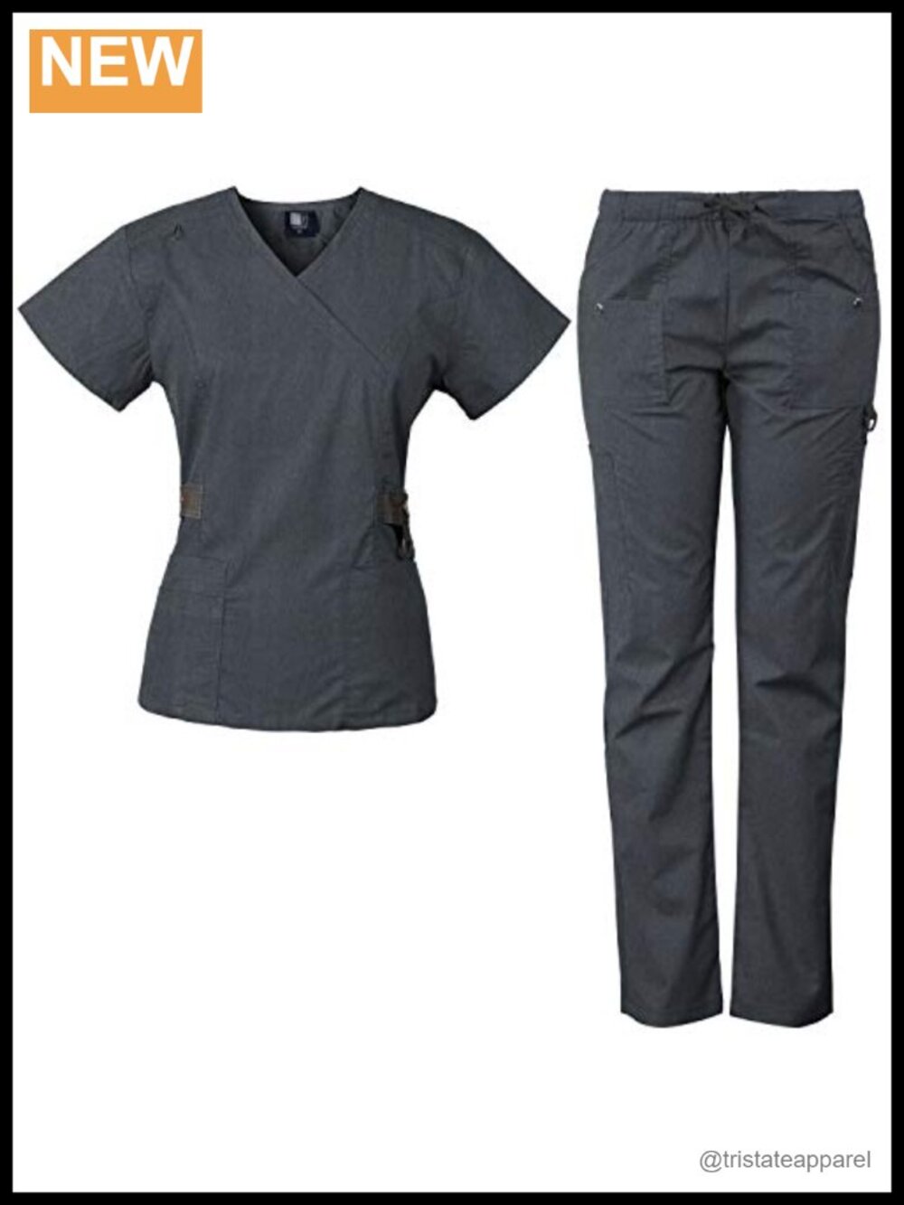 12-Pocket Women's Scrub Set Mock Neck Drawstring Medical Uniform